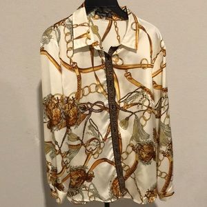Cream and gold chain blouse
